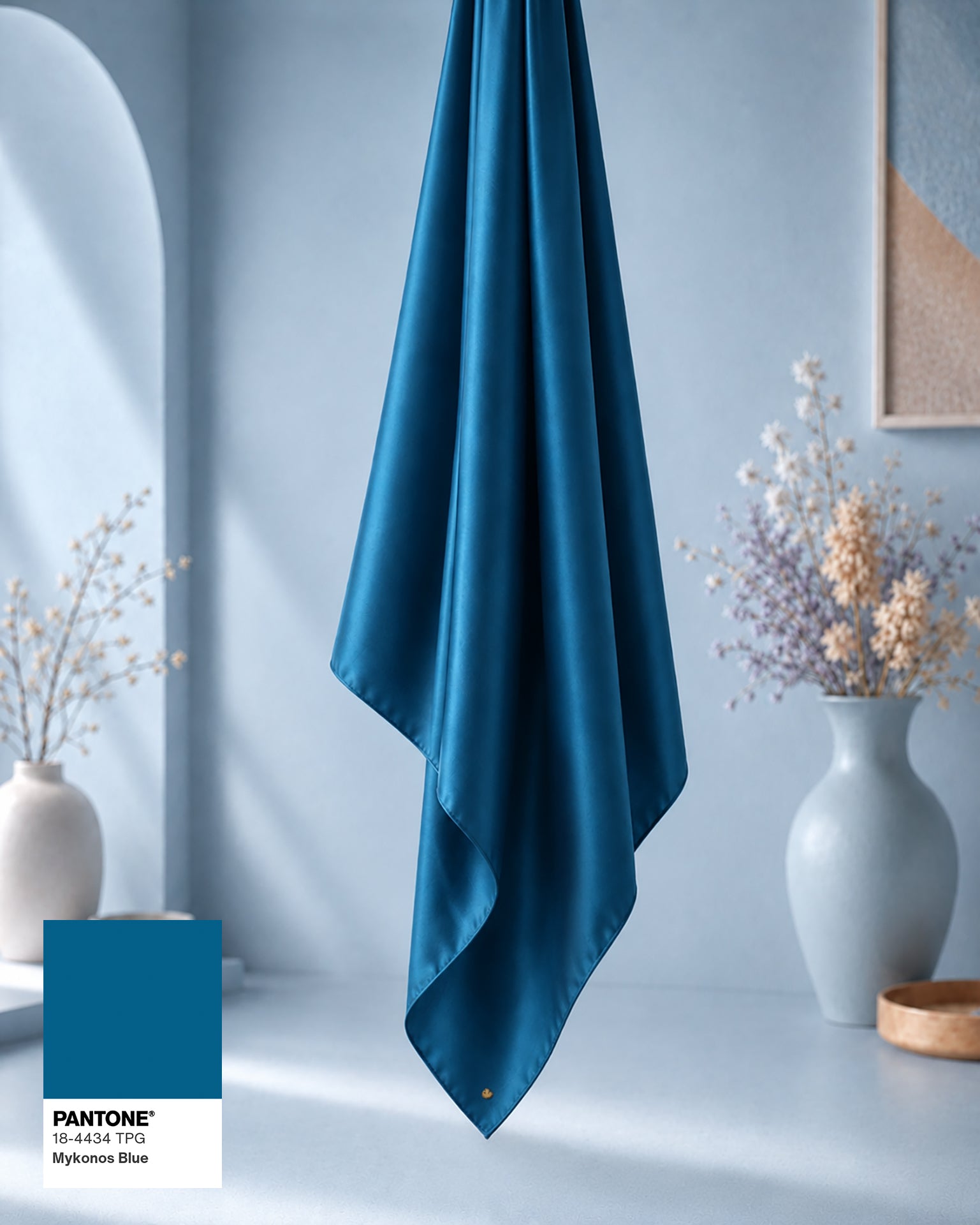 Satin in Aegean Blue
