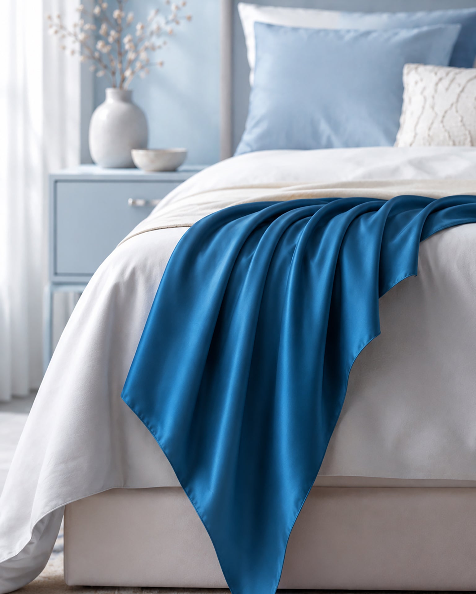 Satin in Aegean Blue