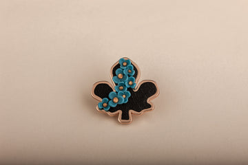 The Fig Leaf Floral Brooch in Skyveil